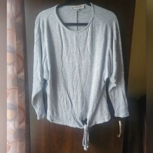 Tempted Hearts Heather Gray Tie-Front Blouse